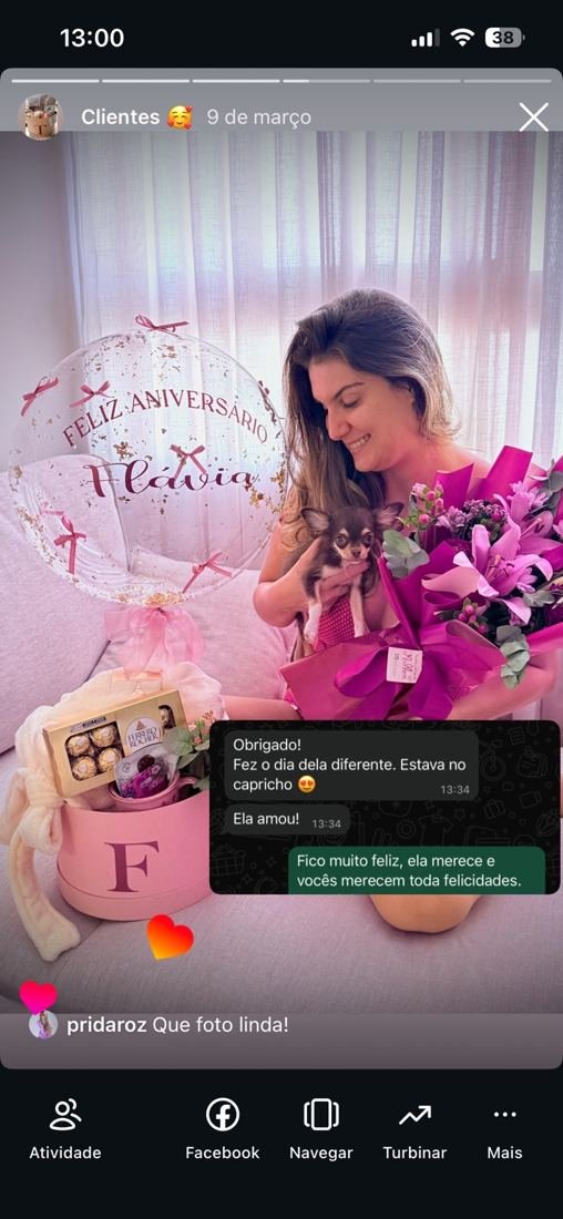 Mensagem de cliente agradecendo o presente