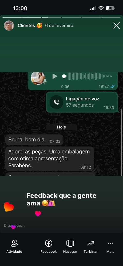 Mensagem de cliente agradecendo o presente